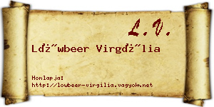 Löwbeer Virgília névjegykártya